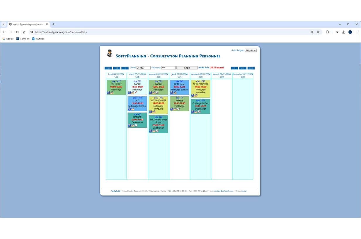 Consultation des plannings en ligne