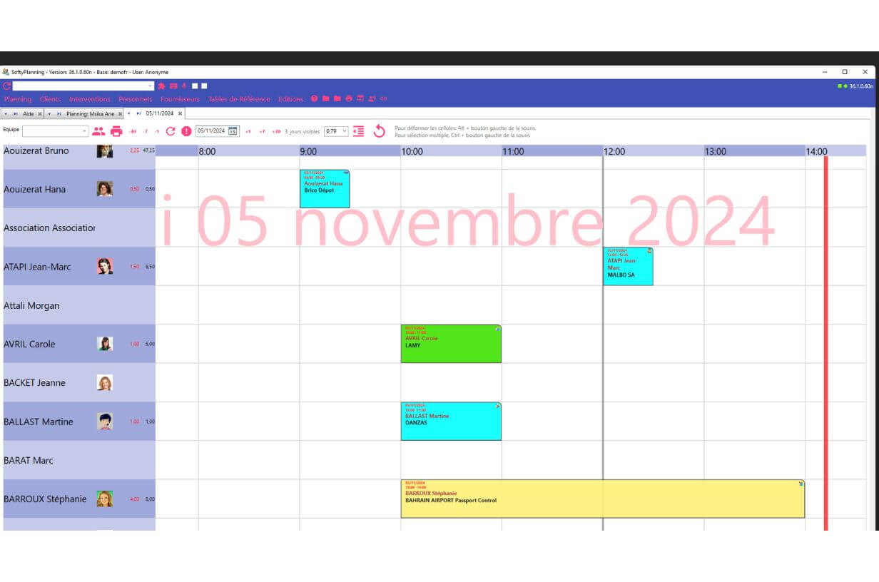 Vue des Plannings